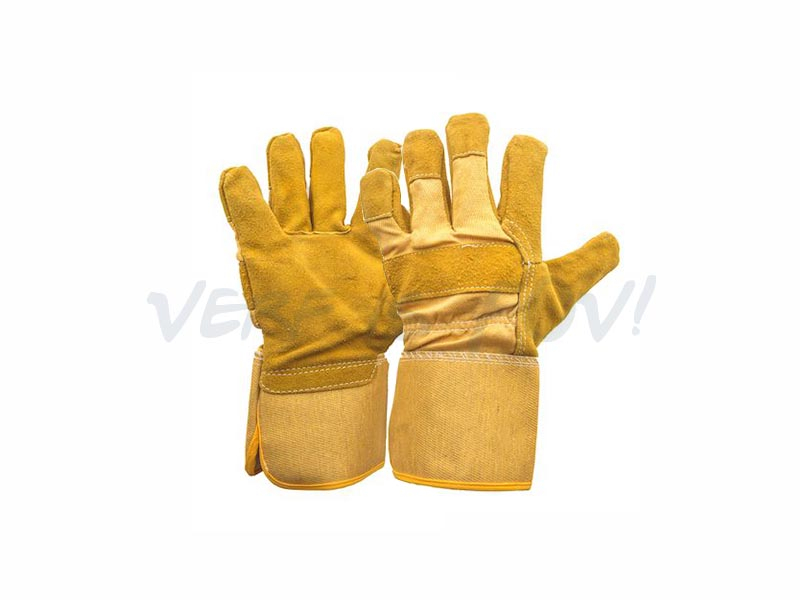 Handschoen Rundsplit Winter geel/bruin